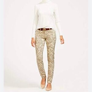 J. McLaughlin Women's Cream Taupe Jaguar Print Lexi Jeans Denim Cute Size 8